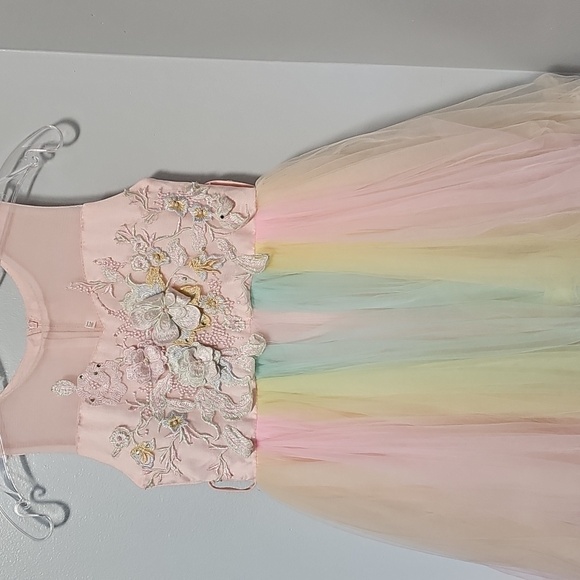 Pastel Floral Embroidered Kids Dress - Picture 1 of 10